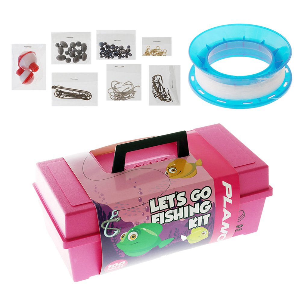 Buy Plano 100-Piece Kids Fishing Tackle Kit Pink online at Marine