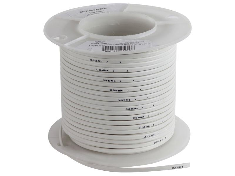 50M X MARINE TINNED 7-CORE WIRE WHITE SHEATHED ELECTRICAL TRAILER WIRING CABLE
