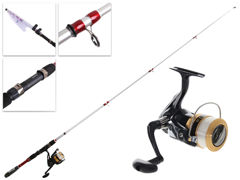 2 X TELESCOPIC FISHING TRAVEL RODS 6FT,8FT,10FT + 2 X REELS WITH 8LB LINE  COMBO