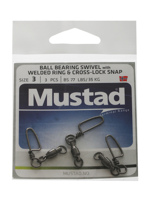 Buy Mustad Ball Bearing Game Swivel with Cross-Lock Snap Size 7 120kg Qty 2  online at