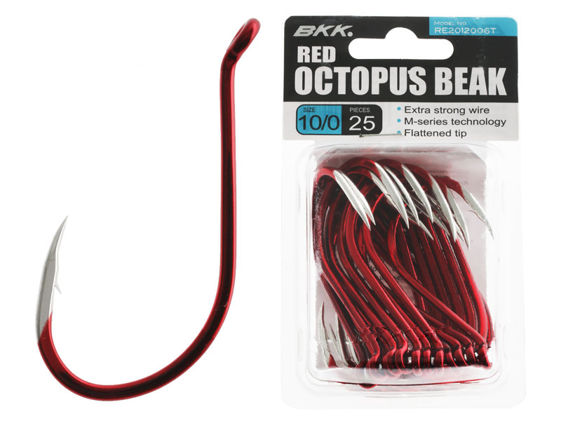 BKK Octopus Beak Hooks Red Bulk Pack 10/0 Qty 25