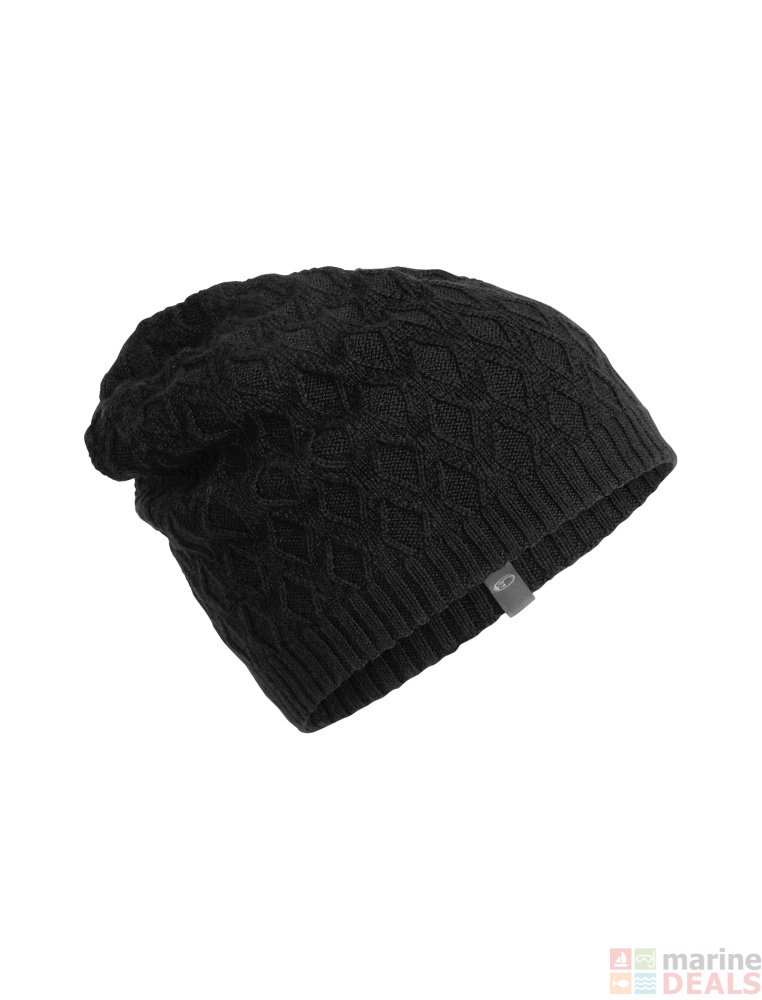 Buy Icebreaker Merino Hybrid Diamond Line Beanie Black Online At Marine Deals Co Nz