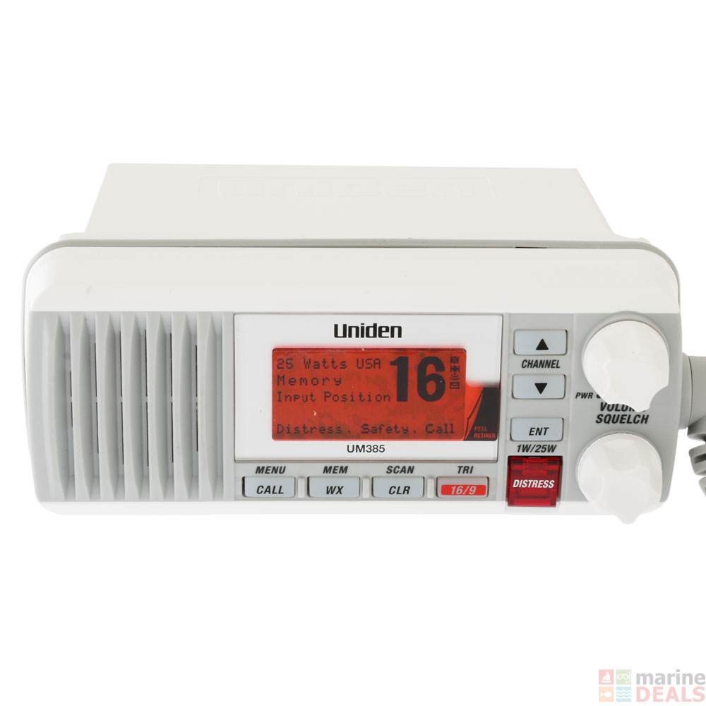 White Uniden UM385 Fixed Mount VHF Radio