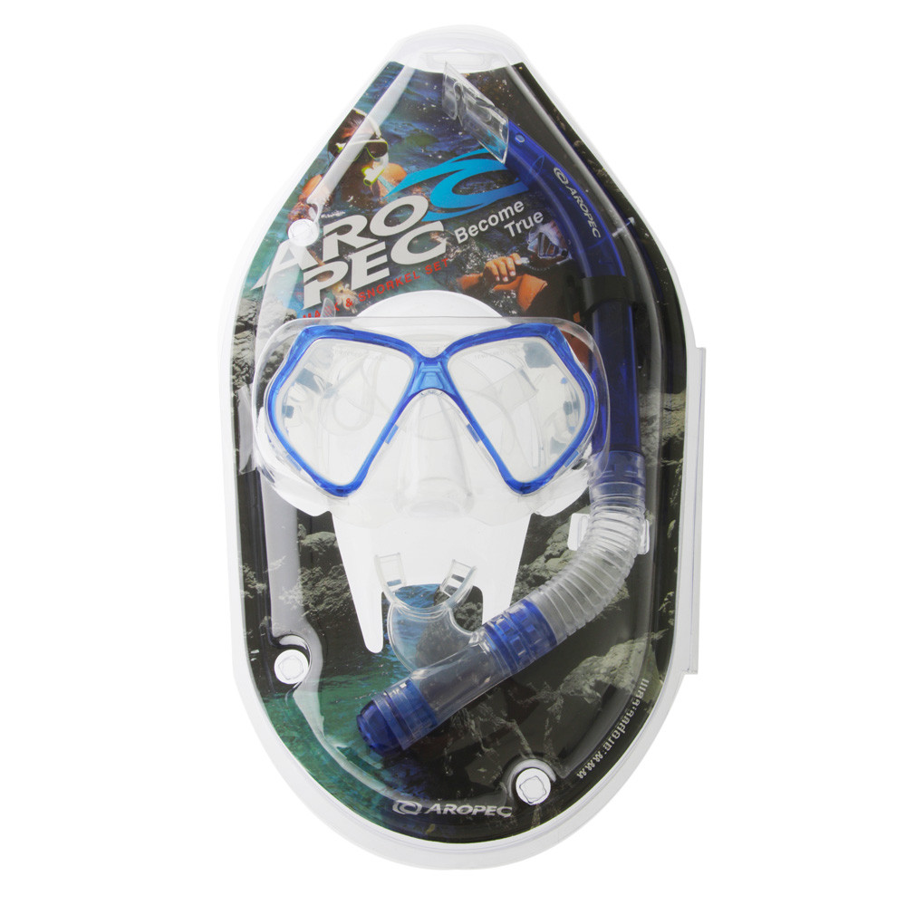 Buy Aropec Premium Silicone Mask and Snorkel Set Blue online at Marine