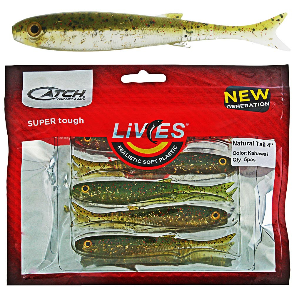 Buy Catch Livies Soft Bait Natural Tail 4in Kahawai Qty 5 online at