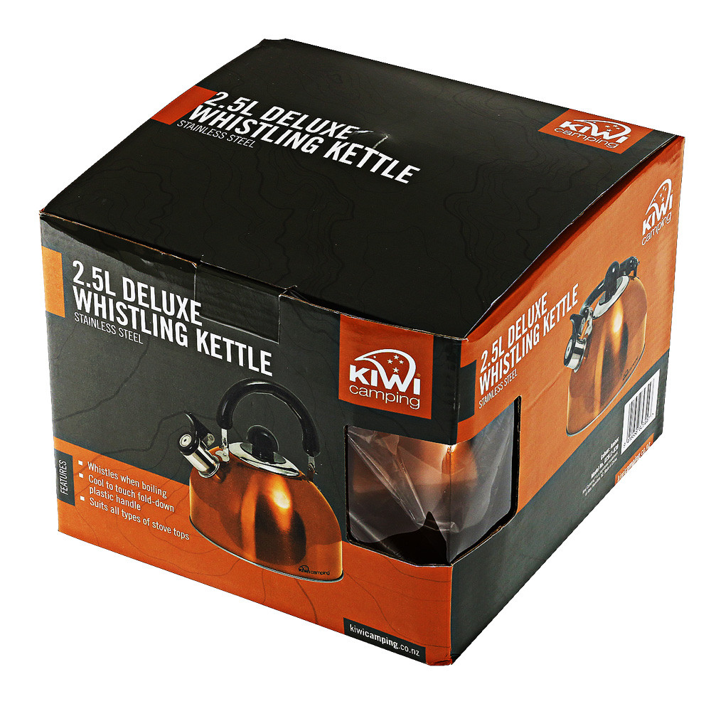 Buy Kiwi Camping Deluxe Whistling Kettle Orange 2.5L online at Marine