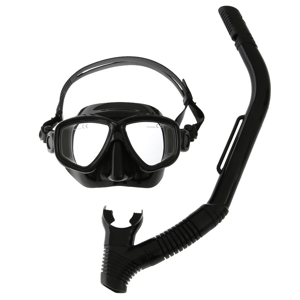 Buy ProDive Adult Twin Lens Silicone Mask and Snorkel Set Black online