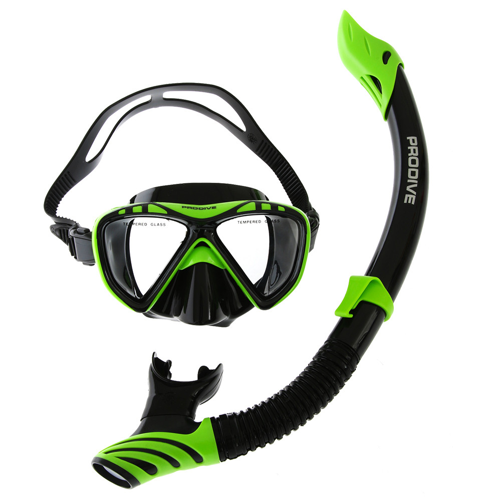 Buy ProDive Twin Lens Premium Silicone Dive Mask and Snorkel Set Green