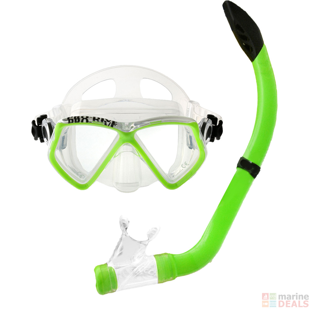 Buy ProDive Silicone Kids Dive Mask and Snorkel Set Green online at MarineDeals.co.nz
