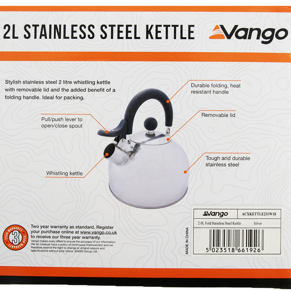Buy Vango Stainless Steel Kettle with Folding Handle 2L online at