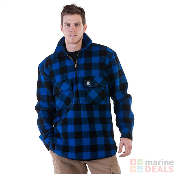 Buy Swanndri Ranger Wool Zip Front Mens Bush Shirt Blue Black online at ...