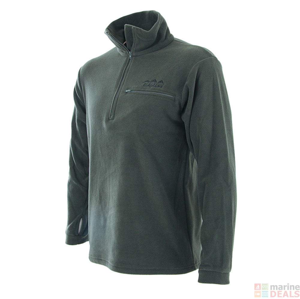 Buy Ridgeline Micro Long Sleeve Zip Shirt Olive 5XL online at Marine ...