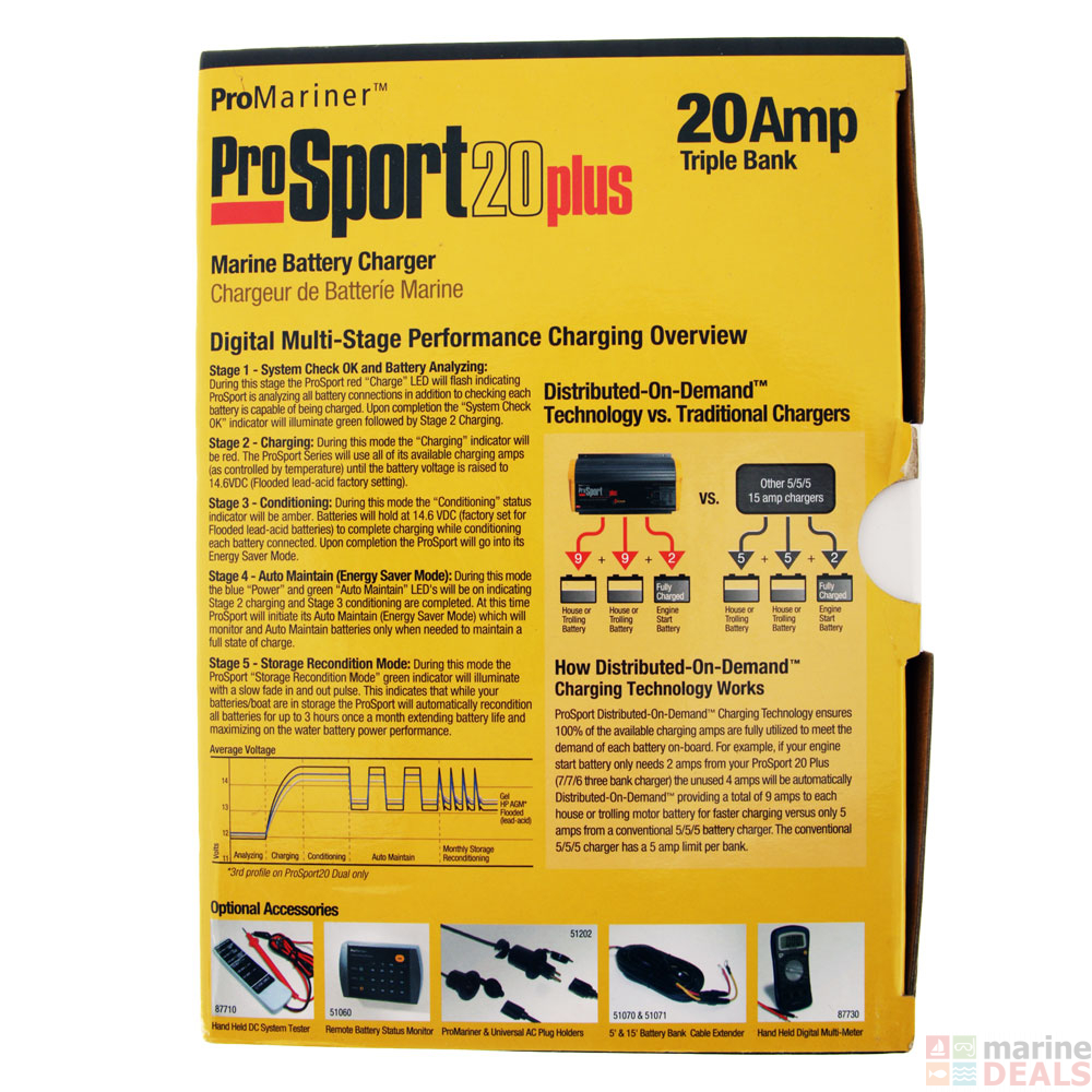 Buy Promariner Prosport 20 Plus Pfc Gen3 3 Bank Marine Battery Charger 20a Online At Marine