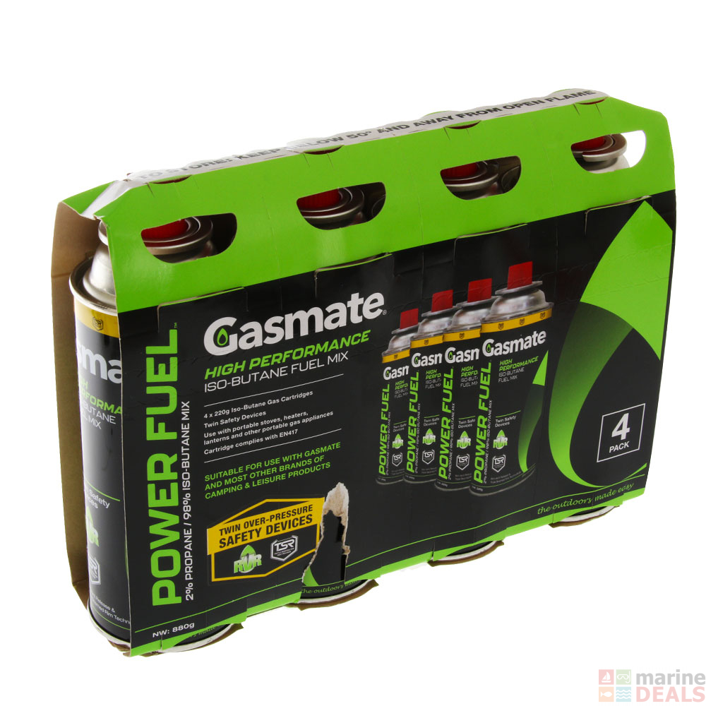 Buy Gasmate Power Fuel Isobutane Canisters 220g Qty 4 online at Marine