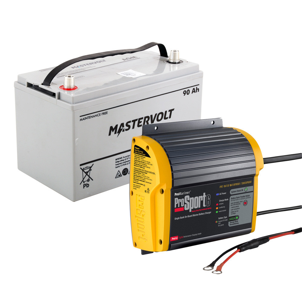 Buy Mastervolt AGM Battery with ProMariner ProSport Charger 90Ah 12V