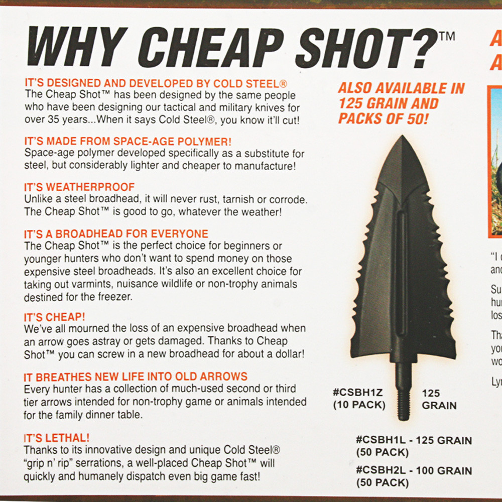 Buy Cold Steel Shot Broadhead Arrowheads 100GR Qty 10 online at Marine