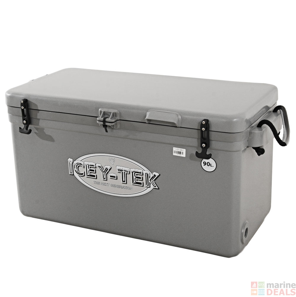 Buy IceyTek Long Chilly Bin 90L Light Grey online at MarineDeals.co.nz