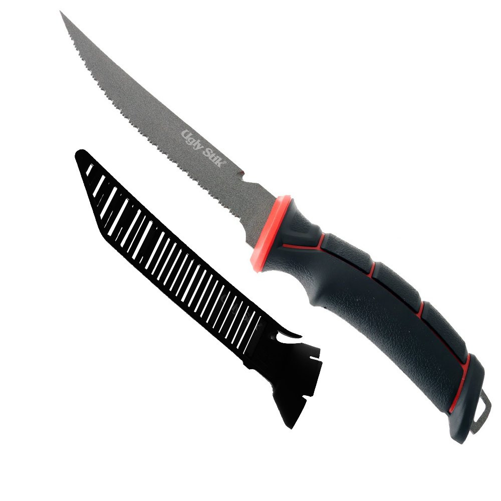 Buy Ugly Stik Tuff Grip Serrated Knife with Sheath 18cm online at