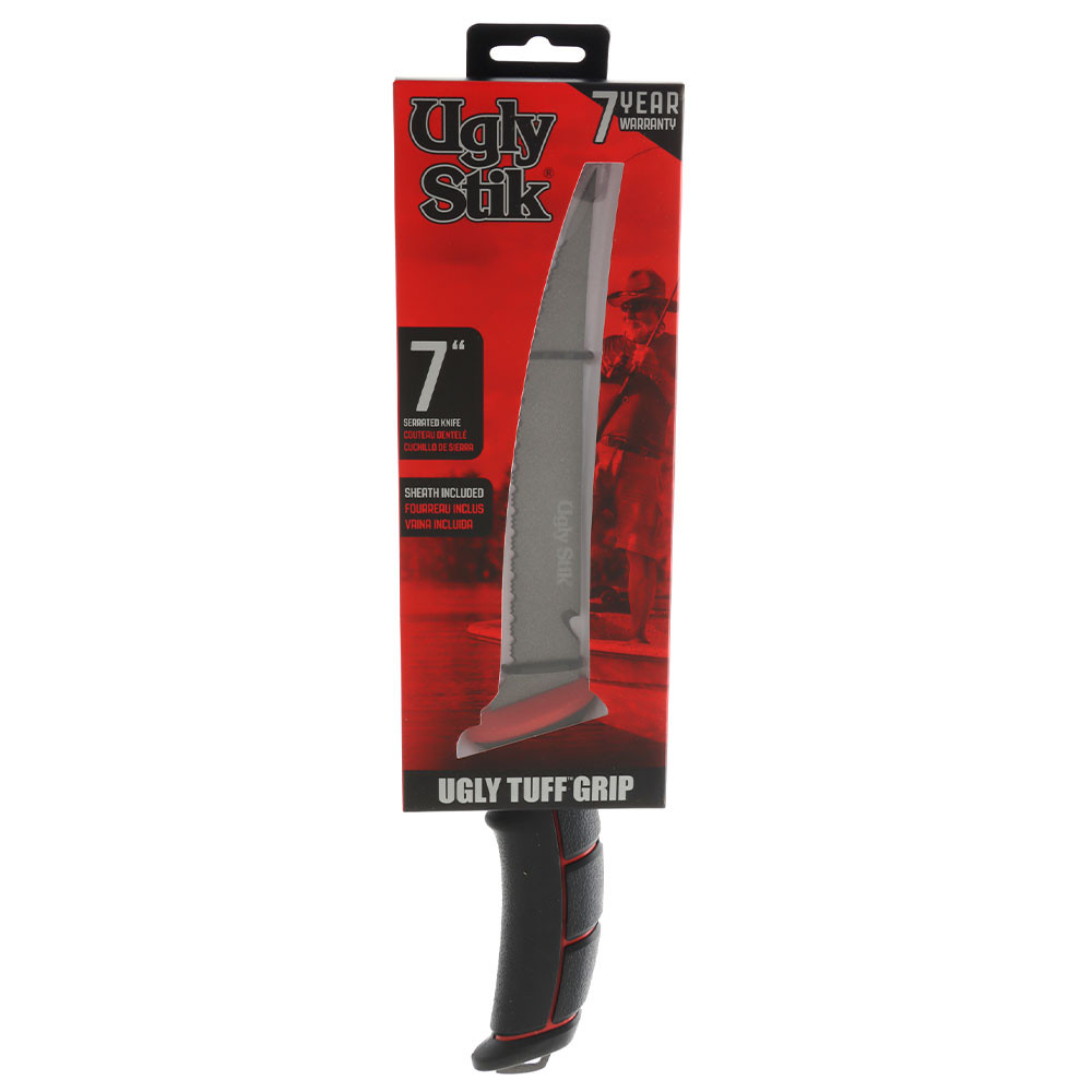 Buy Ugly Stik Tuff Grip Serrated Knife with Sheath 18cm online at