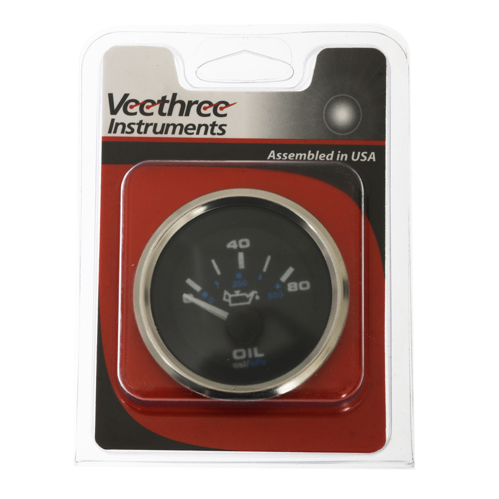 Buy Veethree Premier Pro Oil Press Gauge 080PSI Black Stainless Steel