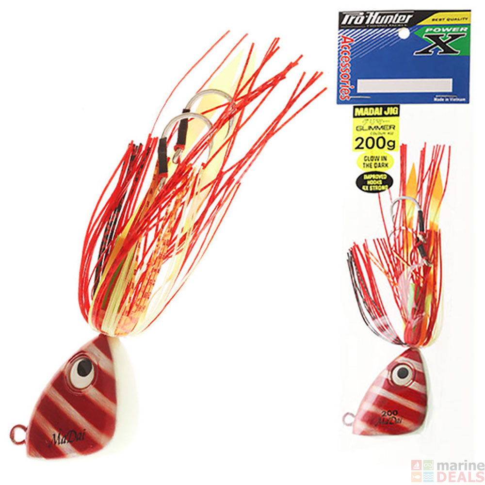 Buy Pro Hunter Madai Vertical Slow Jig 200g Red Zebra Silver online at Marine-Deals.co.nz