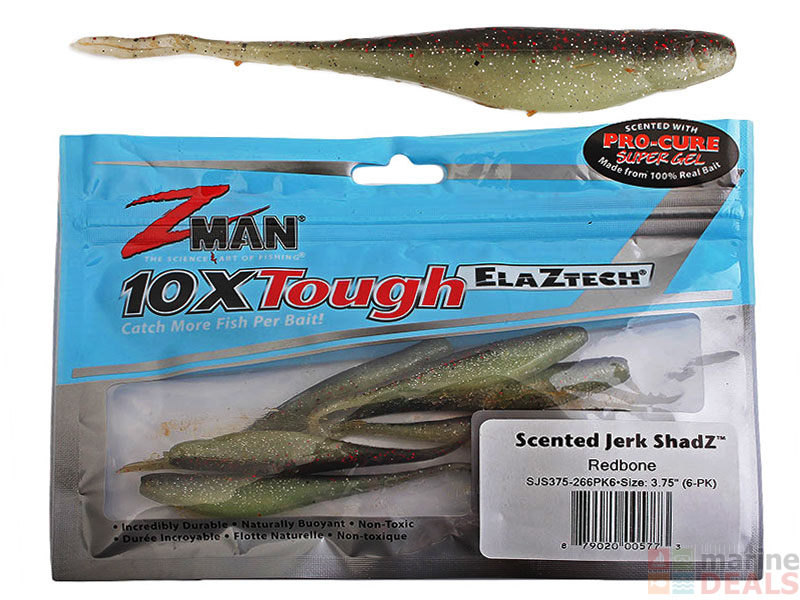 Buy Z-Man Jerk ShadZ Scented Soft Bait 9.5cm Redbone Glow online at ...