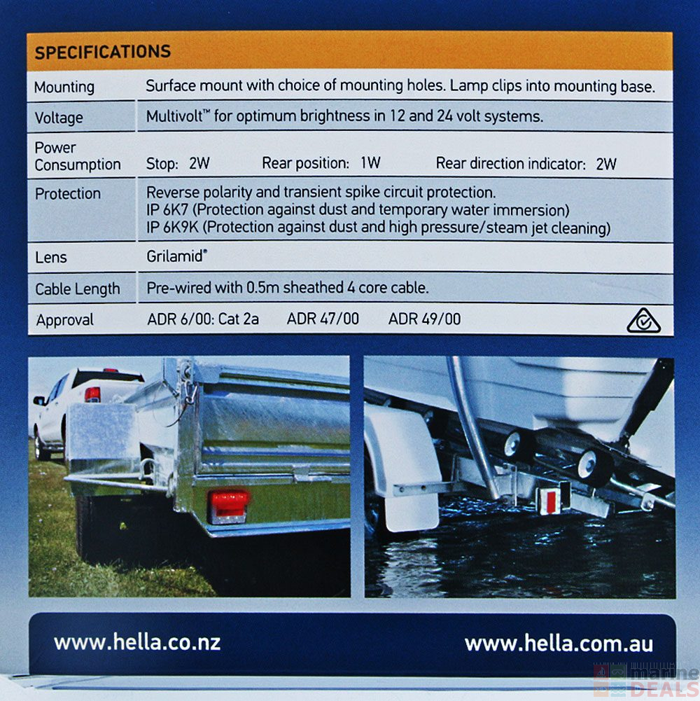 Buy Hella Marine Square Compact LED Submersible Trailer Light 12/24V