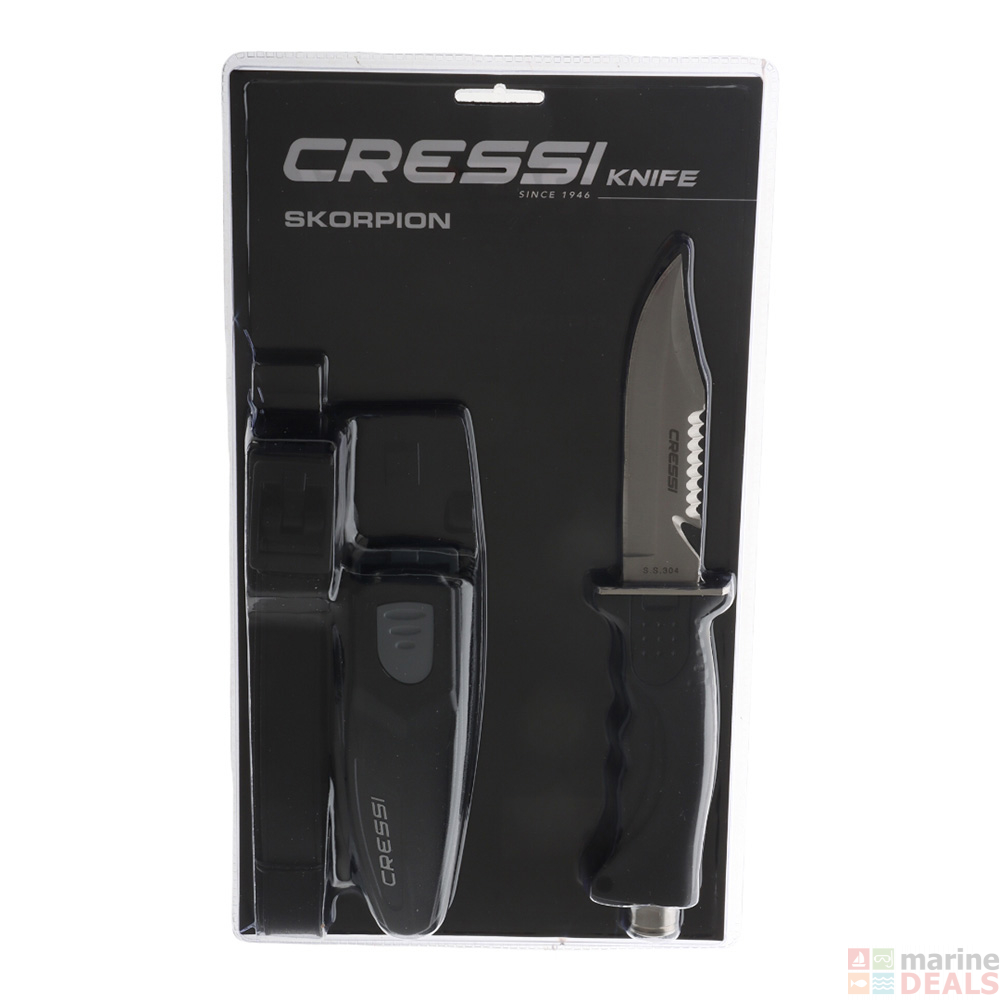 Buy Cressi Skorpion Dive Knife 23.2cm online at MarineDeals.co.nz