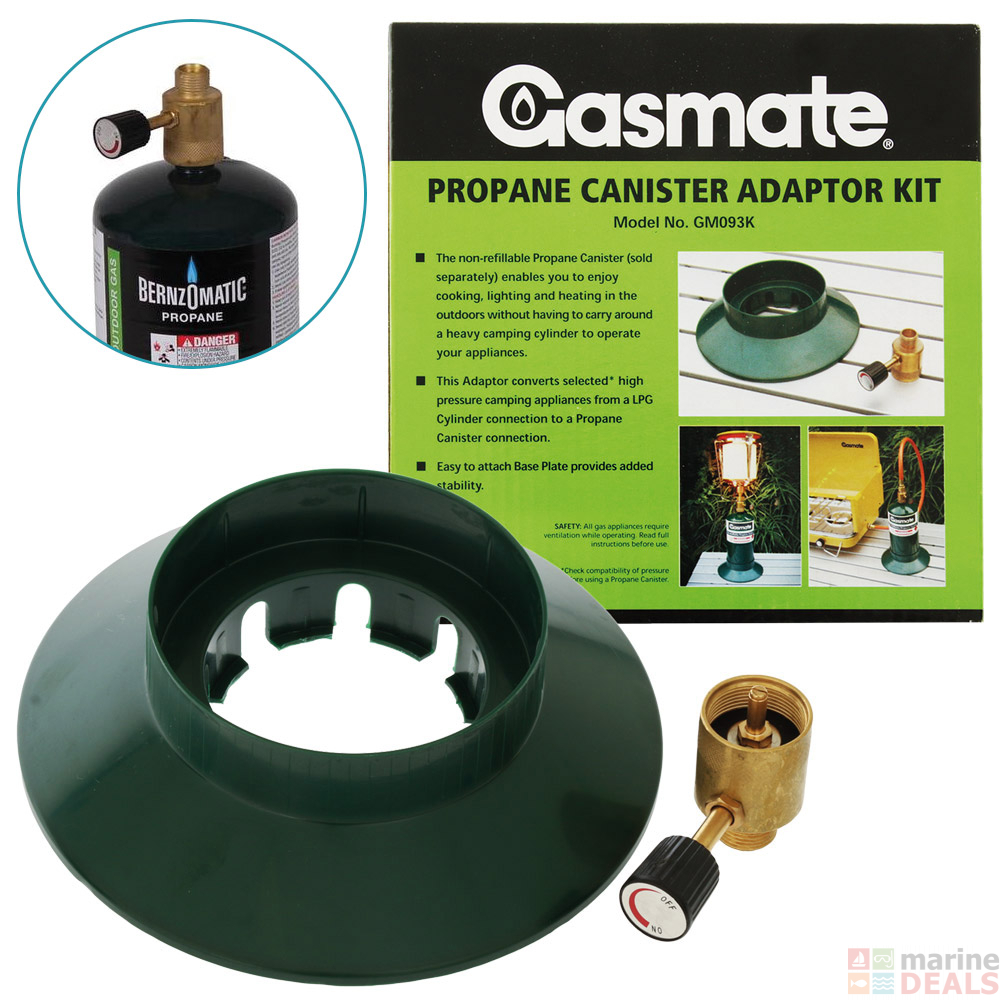 Buy Gasmate Propane Canister Adaptor Kit online at MarineDeals.co.nz