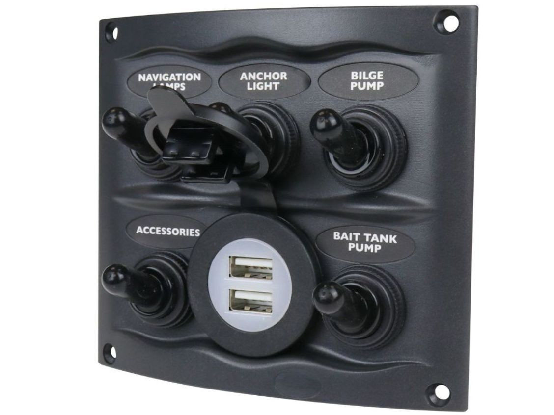 Buy BEP Marine 5Way Waterproof Switch Panel with Dual USB online at MarineDeals.co.nz