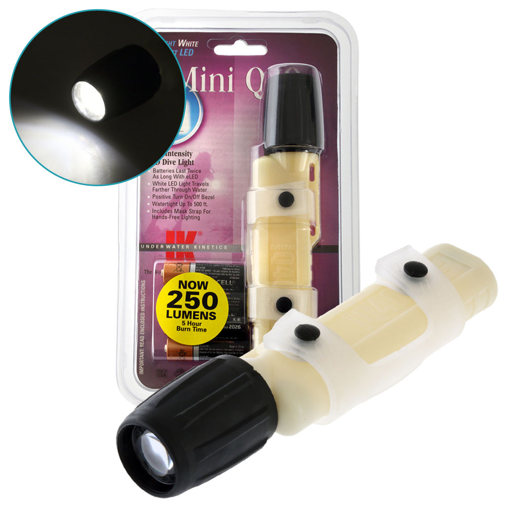 Buy Underwater Mini Q40 eLED Dive Torch with Mask Strap 250lm Glow online at Marine