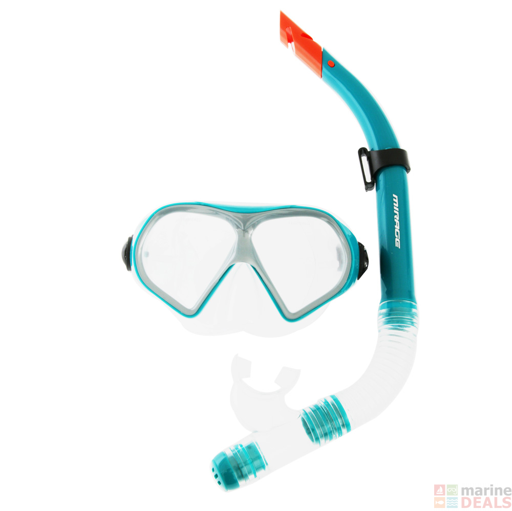 Buy Mirage Mission Adult Dive Mask Snorkel and Fins Set Teal L/XL ...