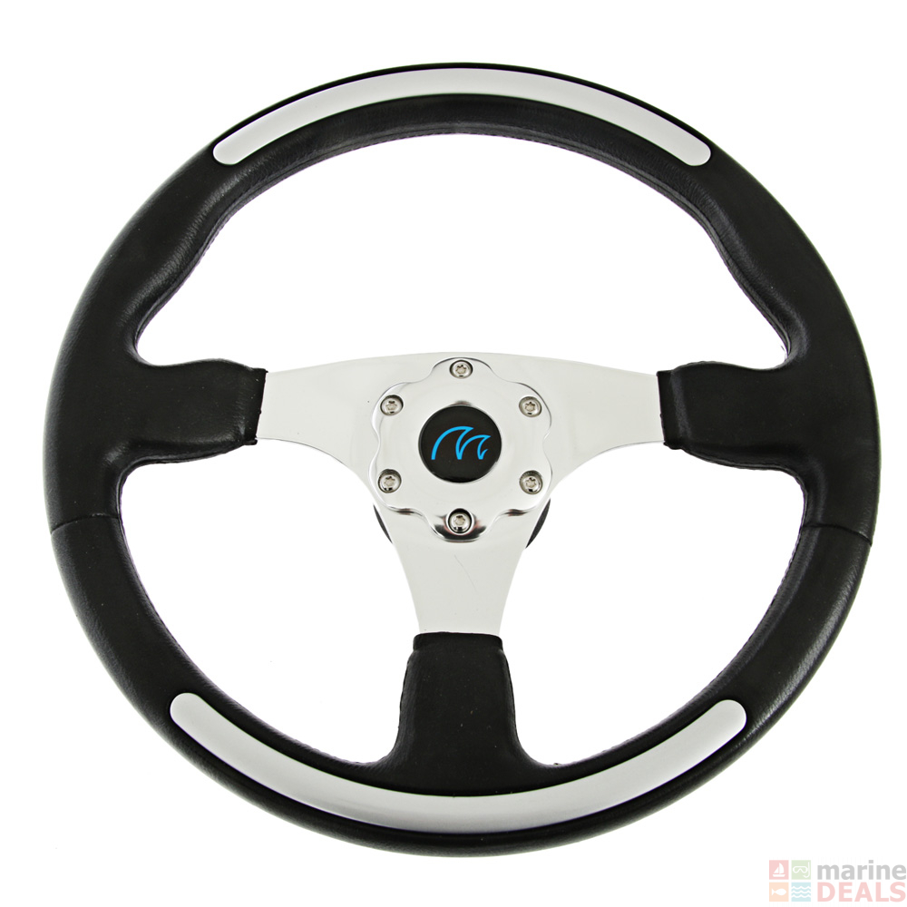 Buy VETUS Three Spoke Sport Steering Wheel 35cm Black with Aluminium