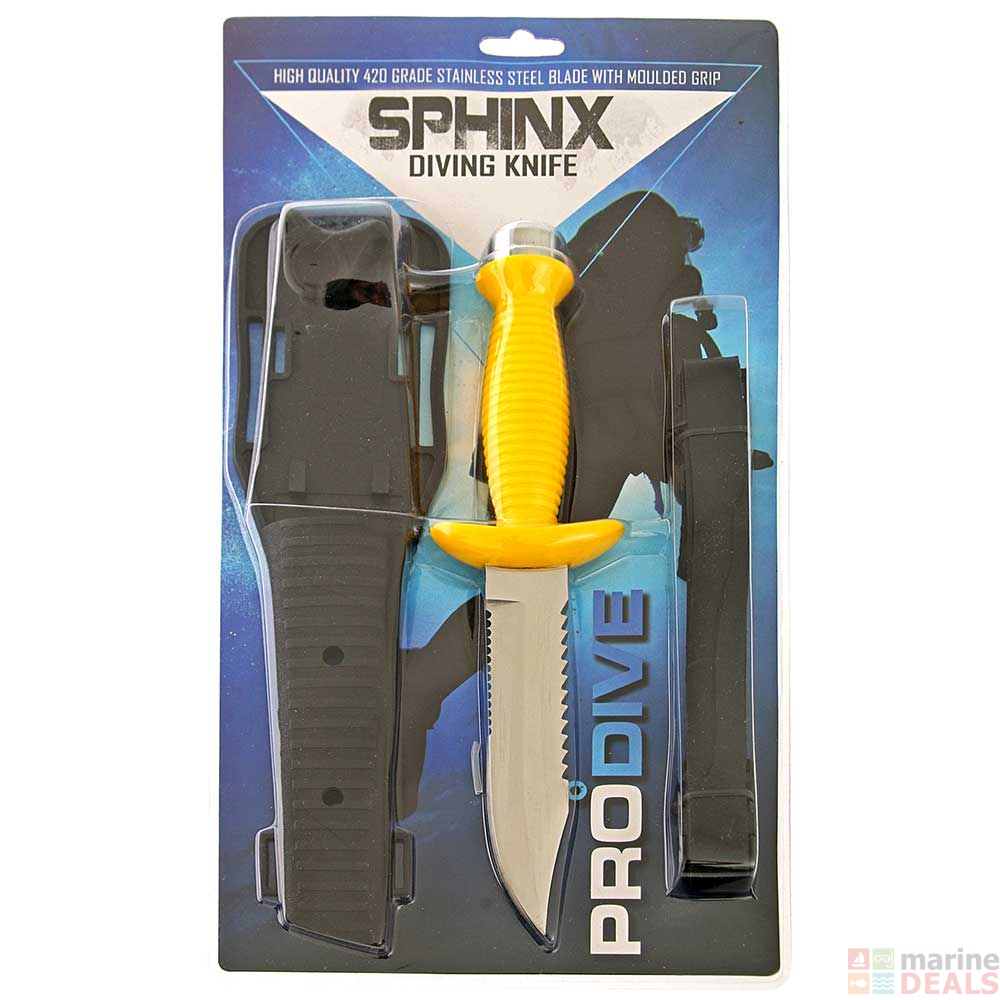 Buy ProDive Sphinx Dive Knife with Sheath 150mm online at MarineDeals