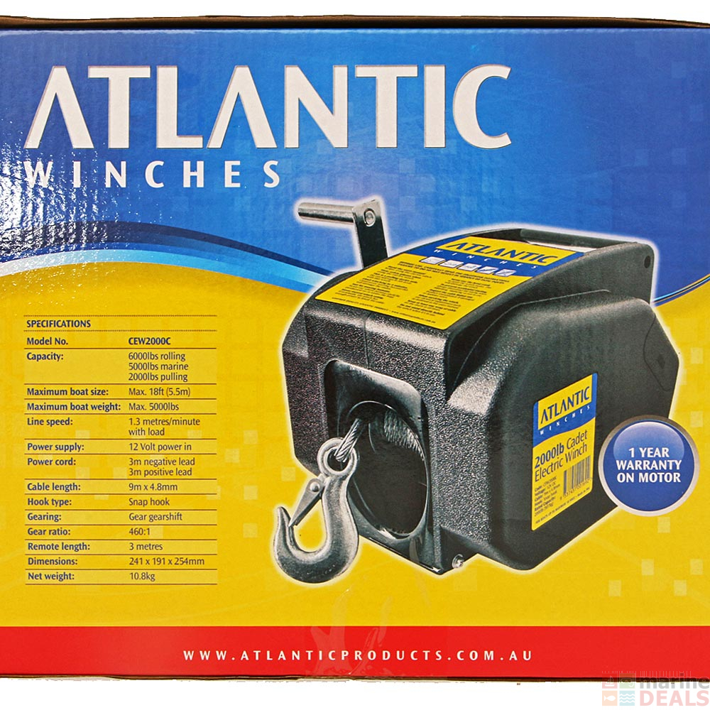 Buy Atlantic Cadet Electric Trailer Winch 2000lb Online At Marine Deals Co Nz