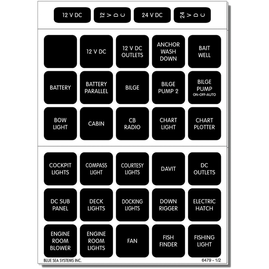 Buy Blue Sea 60 Black Square Waterproof DC Label Kit online at Marine
