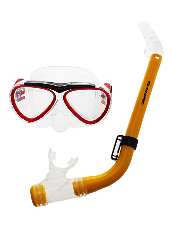 Buy Aropec Kids Silicone Mask and Snorkel Set Red/Yellow online at