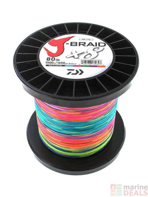 J-Braid PE Line Super 8 Multi colour BRAID 40LB 0.32mm 1500 m 1650 Yds