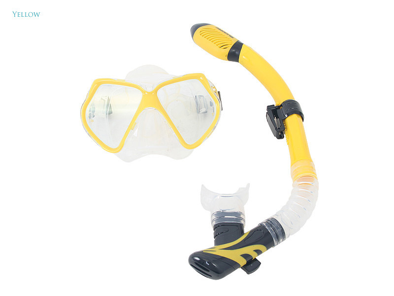 Buy Aropec Silicone Adult Dive Mask and Snorkel Set Yellow online at