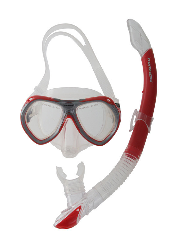 Buy Mirage Crystal Junior Mask Snorkel and Fins Set Red L/XL online at