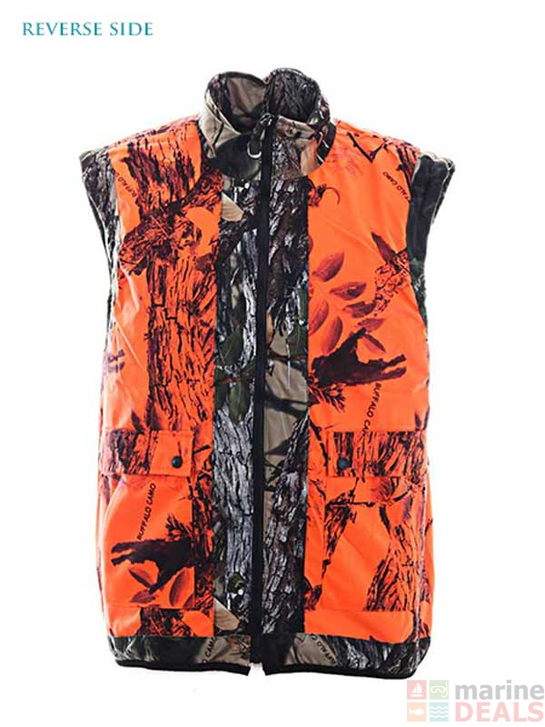 Buy Ridgeline Trapper Reversible Hunting Vest Blaze/Buffalo Camo online