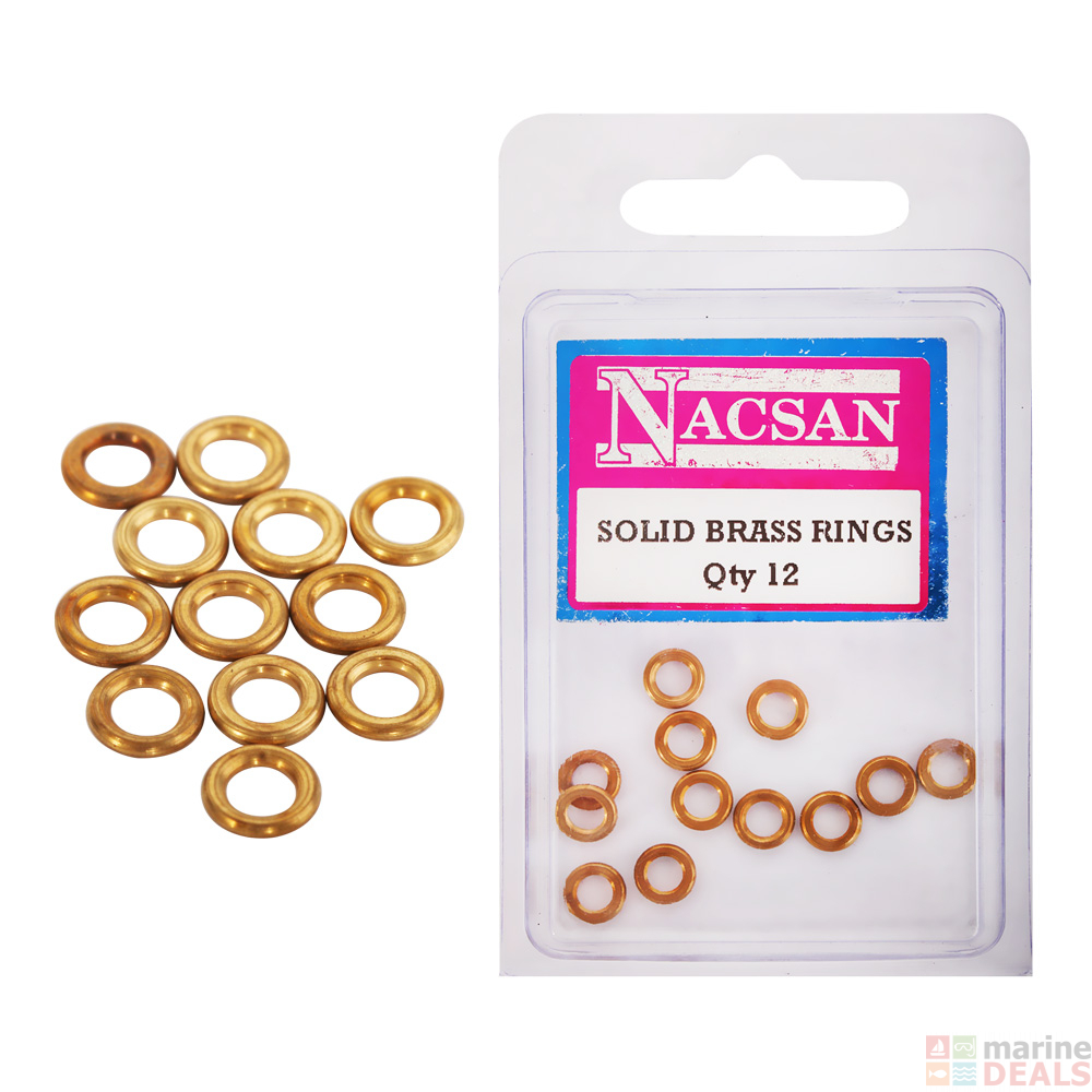 Buy Solid Brass Rings 12pc online at MarineDeals.co.nz
