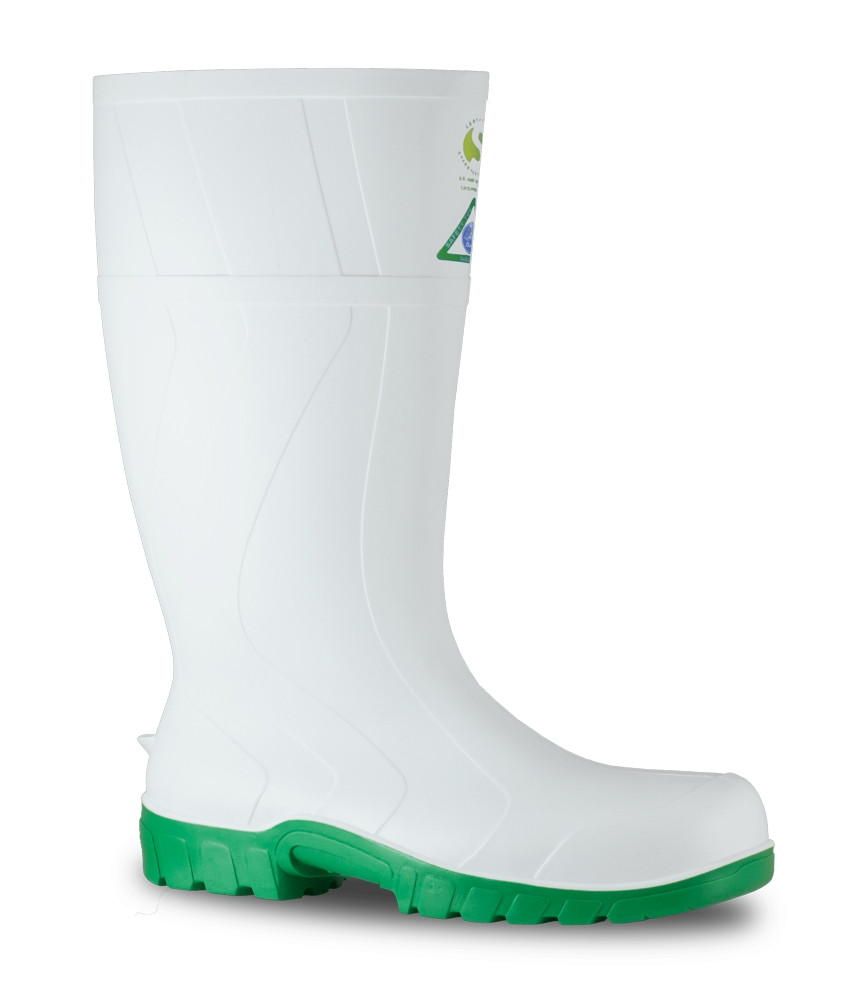 Bata Safemate NonSlip Steel Toe Gumboots White/Green Boots Shoes