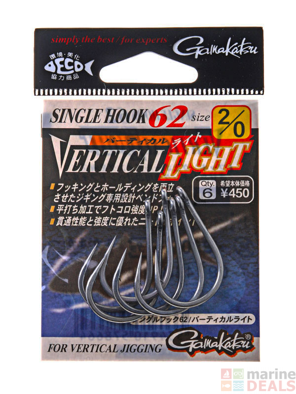 Buy Gamakatsu Single 62 Vertical Light Jigging Hook 2 0 Qty 6 Online At