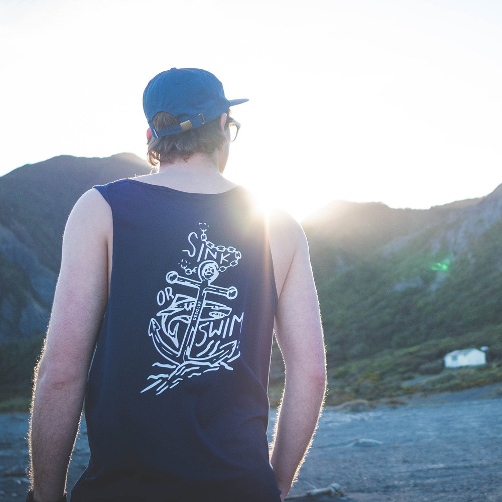 Buy Desolve Sink or Swim Mens Singlet Navy online at MarineDeals.co.nz
