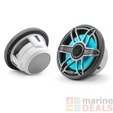 JL Audio M6-770X-S-GmTi-i 7.7in Marine Coaxial Speakers with Transflective LED Lighting Gunmetal Trim Ring/Titanium Sport Grille