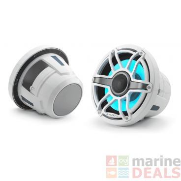 JL Audio M6-880X-S-GwGw-i 8.8in Marine Coaxial Speakers with Transflective LED Lighting Gloss White Trim Ring/Sport Grille