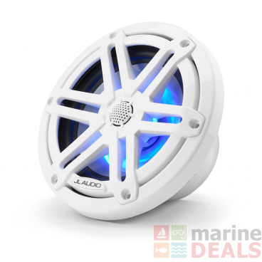 JL Audio M3-650X-S-Gw-i 6.5in Marine Coaxial Speakers with RGB LED Lighting Gloss White Sport Grilles