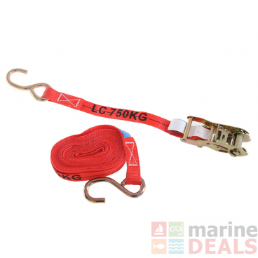 Cookes Heavy-Duty 750kg Ratchet Tie Down Strap 25mm x 6m Red