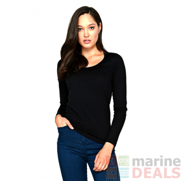 Icebreaker Merino Womens Oasis Long Sleeve Shirt Scoop Black S